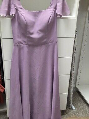 Women's Lavender Square-Neck Chiffon Evening Dress